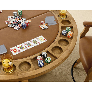Poker Dining Table Rider, Round, 6-person, 48'', Brown